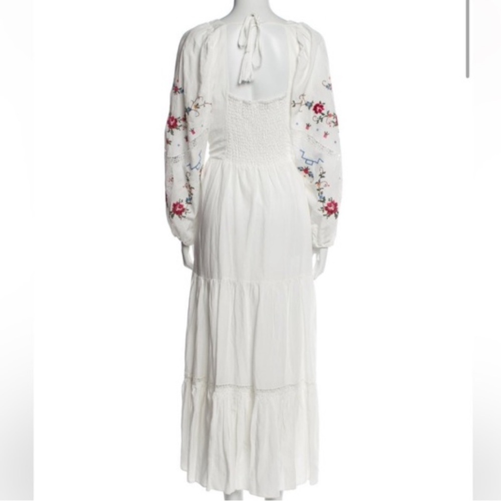 Kobi Halperin Emmy Embroidered Midi Dress Size XL White Floral Embroidery Boho - Picture 3 of 13